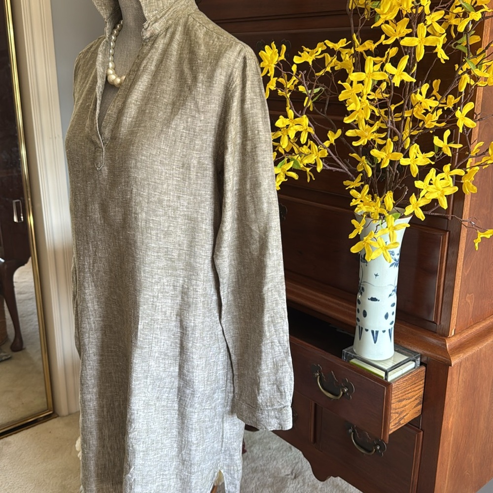 Artisan NY Khaki Green 100% Linen Dress Size Small - Picture 6 of 12